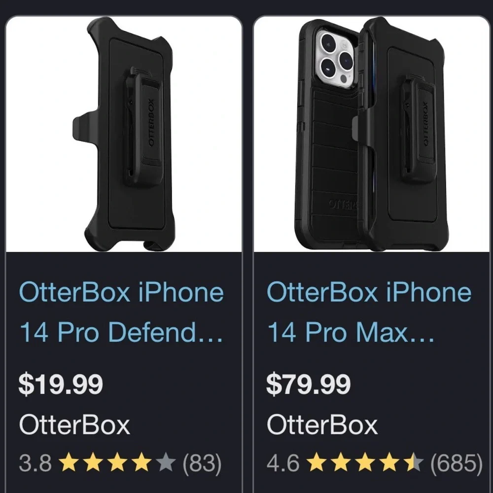 OtterBox iPhone 14 Pro Defender Series Pro Drop+ Shockproof Black Case w/ Clip